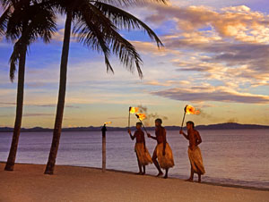 FIJI, Viti Levu, Nadi Bay area, Fijians preparing for daily Torch Lighting ceremony, FIJ116JPL A 300