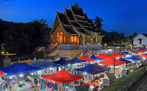 LAOS, Luang Prabang, Royal Palace site, Haw Pha Bang temple, and night market,LAO583JPL 300